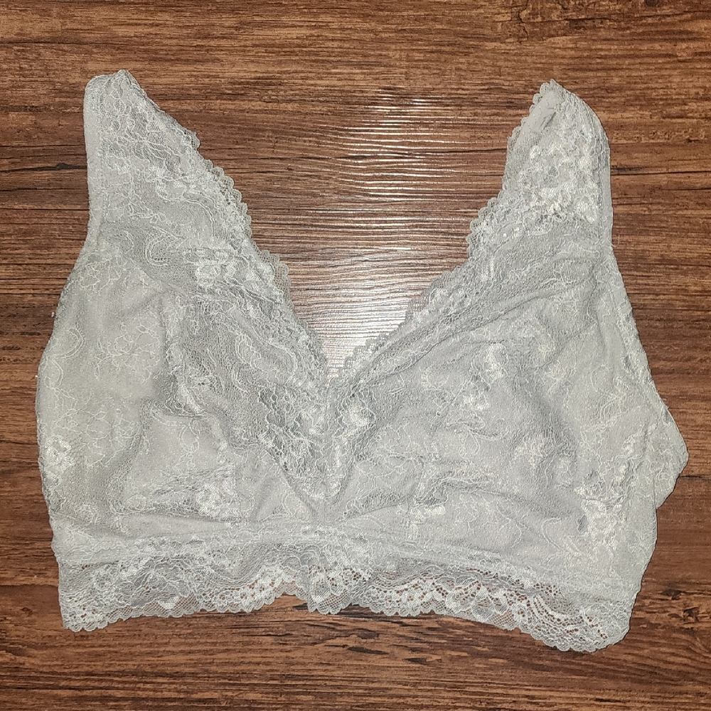 Like New Secret Treasures Women's Plus Size Lace Bralette In Soft Silver Size 1X